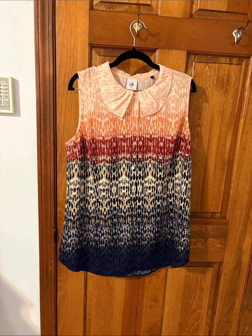CAbi Sleeveless Gradient Animal-Print Camisole in Peach, Coral, Navy